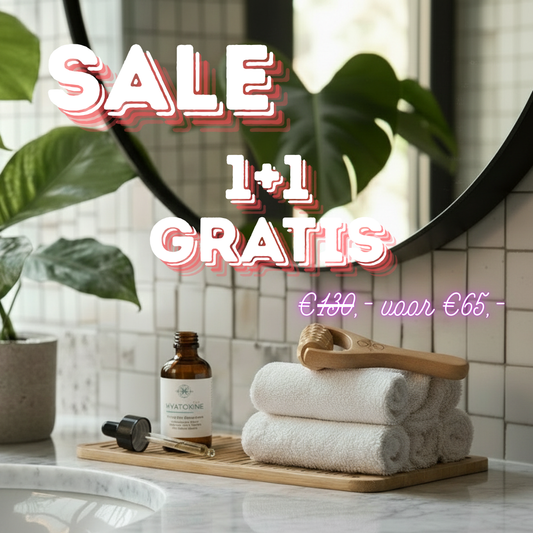 Serum hyatoxine 1+! gratis actie, bruine body roller, handdoeken en moderne badkamer