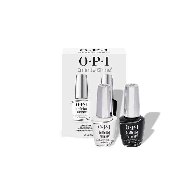 O.P.I Infinite Shined Base & Top Coat Duo Pack transparant zwart flesje zilver dop