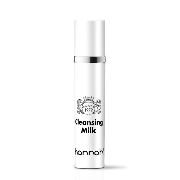 witte fles zilver rand hannah Cleansing Milk 45ml essentials