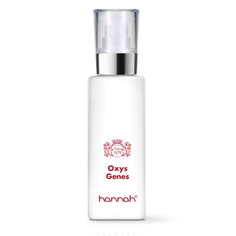 hannah Oxys Genes 125ml witte grote fles transparante dop zilver rand rode letters