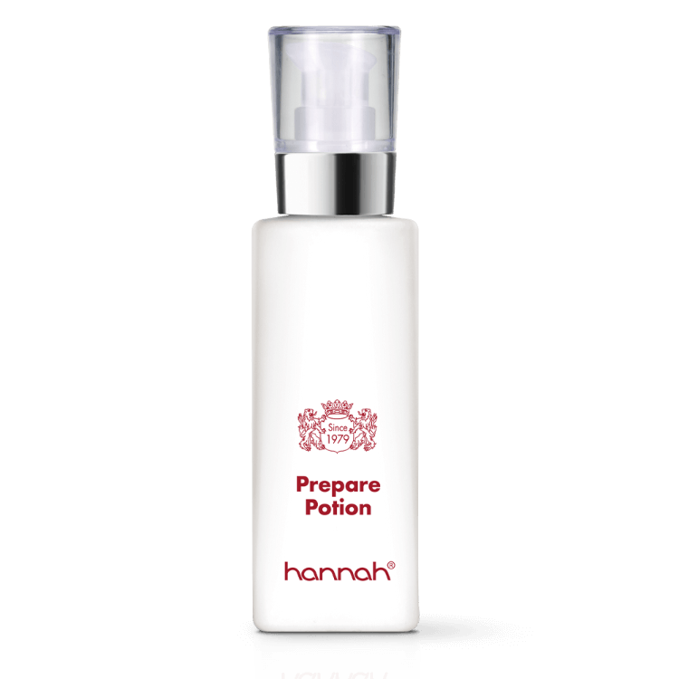 hannah Prepare Potion 125ml grote witte fles transparante dop zilver rand rode letters