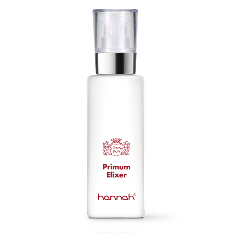 hannah Primum Elixer 125ml grote witte fles transparante dop rode letters