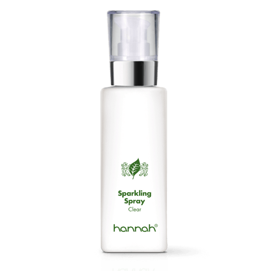 hannah Sparkling Spray 125ml witte fles transparante dop zilver rand groene letters