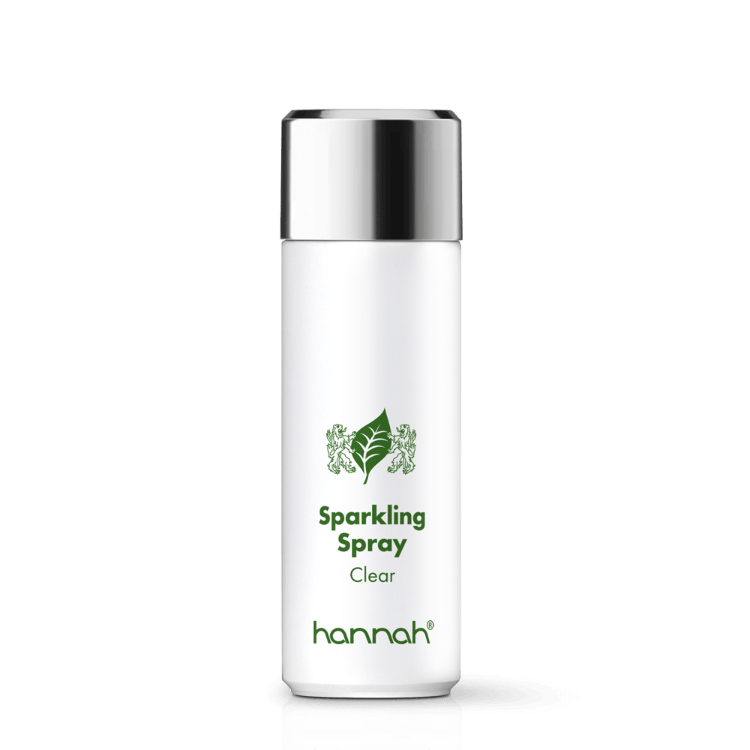 hannah Sparkling Spray 200ml witte fles dop zilver rand groene letters
