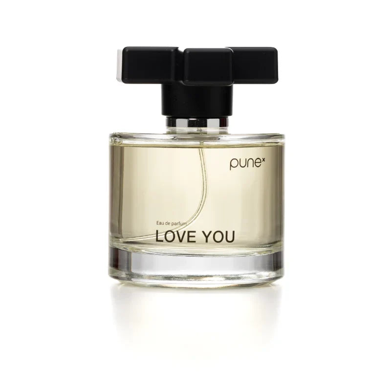 PUNE LOVE YOU Parfum 100 ml, warme sensuele geur met citrus en vanille, flacon detailweergave, Puur Diana Shop Nuenen