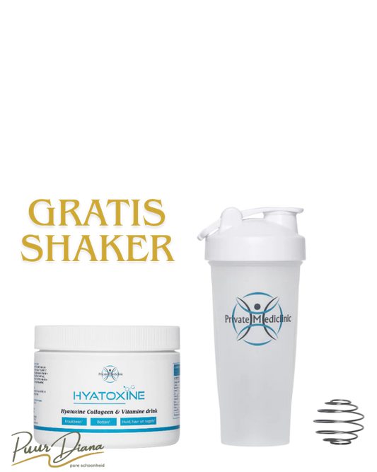 Hyatoxine Collageen & Vitamine Drink Shaker Private Mediclinic blauw wit Gratis Shaker Eindhoven