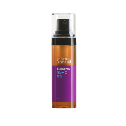 Bruin flesje zwarte spray Juliette Armand Elements Glow C 12% 20ml
