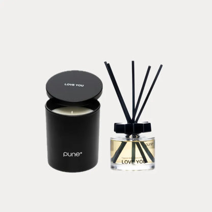 PUNE LOVE YOU Geurkaars 300 gr en Geurstokjes 200 ml uit de Maison Maastricht Scented Edition
