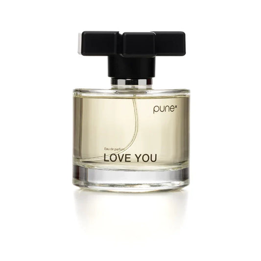 PUNE LOVE YOU Parfum 100 ml, warme sensuele geur met citrus en vanille, glazen flacon met gouden dop, Puur Diana Shop Nuenen
