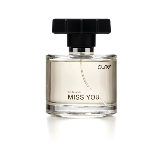PUNE MISS YOU Parfum 100 ml, houtachtig-oriëntaalse geur met sandelhout en vanille, glazen flacon met gouden dop, Puur Diana Shop Nuenen
