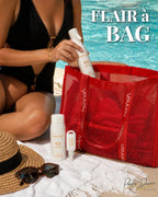 hannah Flairosun SPF 30 zomeractie met rode strandtas, spray, navulling en travel size bij Puur Diana Nuenen