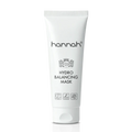 hannah Hydro Balancing Mask 65 ml, een hydraterend masker met hyaluronzuur voor een droge, vochtarme huid die dof oogt en spanning vertoont. Op de foto een witte tube met zwarte merknaam hannah en schroefdop tegen een rustige achtergrond, waarbij het compacte 65 ml formaat goed in beeld komt. Herstelt de vochtbalans en kalmeert zichtbaar. Puur Diana Shop Nuenen