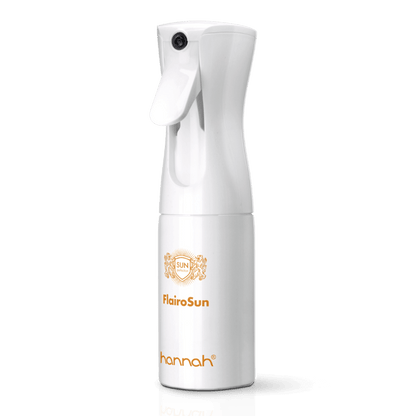hannah FlairoSun SPF30 150ml Flairosol schuine aanzicht witte fles oranje letters 
