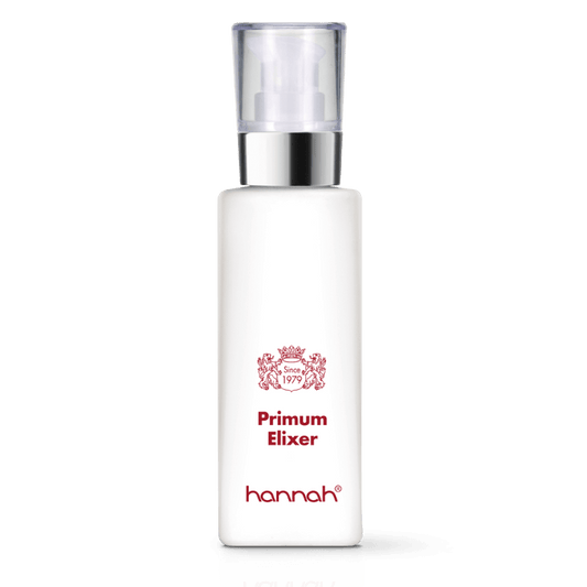 hannah Primum Elixer 125ml grote witte fles transparante dop rode letters 