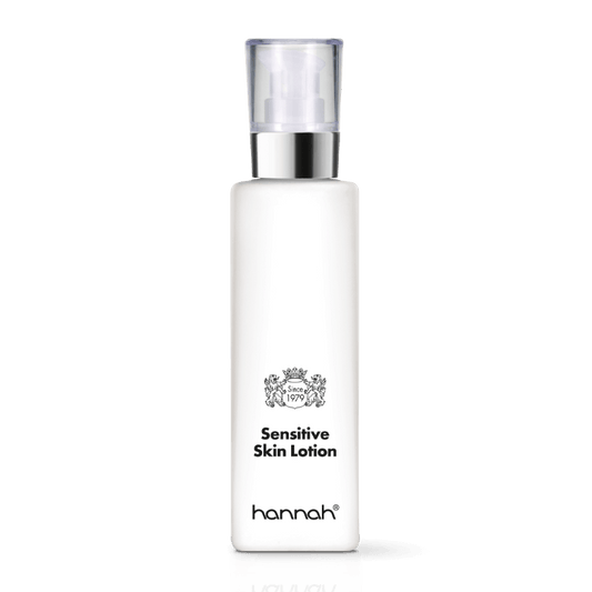 witte fles doorzichtige dop zilver rand hannah Sensitive Skin Lotion 200ml essentials