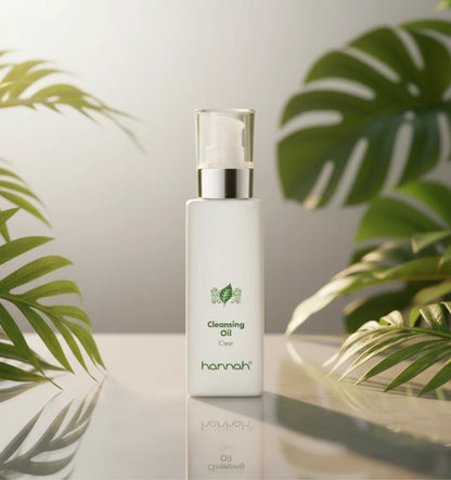 hannah Cleansing Oil 125ml witte fles transparante dop zilver rand groene letters ..