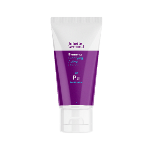 Juliette Armand Clarifying Active Cream 50 ml, een zuiverende gezichtscrème voor een onzuivere en vette huid die snel glimt. Reguleert de talgproductie en ondersteunt een rustiger huidbeeld. Puur Diana Shop Nuenen