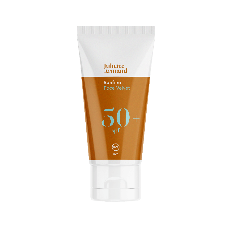 Juliette Armand Sunfilm Face Velvet SPF50+ 55 ml, hoge zonbescherming voor het gezicht met een zachte velvet finish, geschikt voor dagelijks gebruik. Puur Diana Shop Nuenen