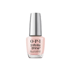 O.P.I Infinite Shine Bubble Bath, een langhoudende nagellak in een zachte roze tint met een glanzende finish. Op de foto het roze flesje met zilveren dop. Puur Diana Shop Nuenen