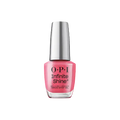 O.P.I Infinite Shine Strawberry Margarita, een langhoudende nagellak in een frisse rozerode tint. Op de foto het flesje met zilveren dop. Puur Diana Shop Nuenen