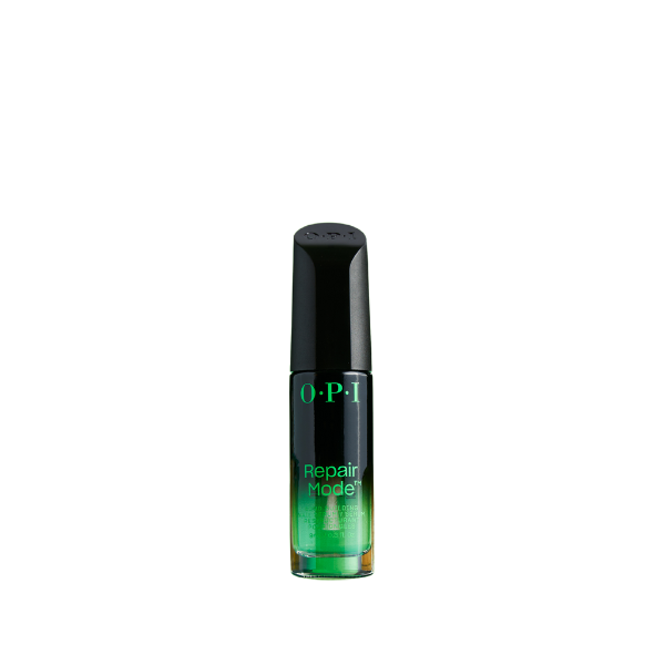 O.P.I. Repair Mode 15 ml, een nagelversteviger voor broze en zwakke nagels die snel afbreken. Versterkt de nagel bij regelmatig gebruik. Op de foto het groen-zwarte flesje. Puur Diana Shop Nuenen