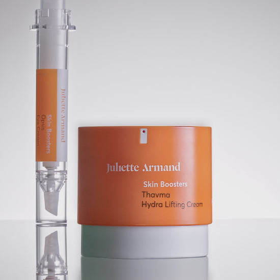 Skin Boosters Thavma Cream & Opsis Eye Cream filmpje oranje witte en zwarte letters premium 