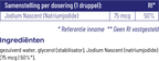 Vitakruid Jodium Druppels 30 ml, samenstellingstabel met 75 microgram jodium nascent per druppel. Puur Diana Shop Nuenen