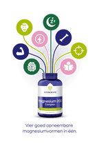 Vitakruid Magnesium 200 Complex 90 tabletten, ondersteuning voor spieren en zenuwstelsel bij vermoeidheid of spanning. Puur Diana Shop Nuenen