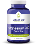 Vitakruid Magnesium 200 Complex 90 tabletten, een voedingssupplement met vier magnesiumvormen voor ondersteuning van spieren en zenuwstelsel. Op de foto de verpakking. Puur Diana Shop Nuenen
