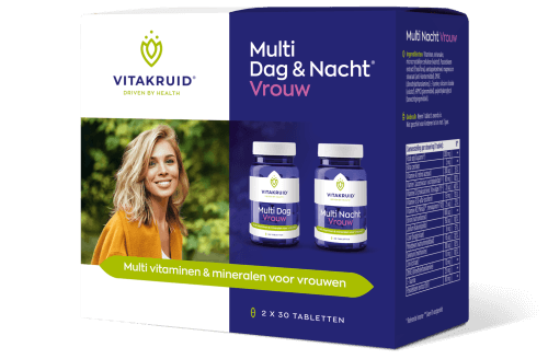 Vitakruid Multi Dag & Nacht Vrouw 2 x 30 tabletten, verpakking van de multivitamine voor dag en nacht. Puur Diana Shop Nuenen