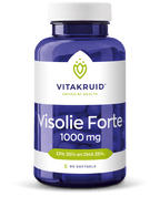 Vitakruid Visolie Forte 1000 90 softgels, met 350 mg EPA en 250 mg DHA voor hart en brein. Op de foto de verpakking. Puur Diana Shop Nuenen